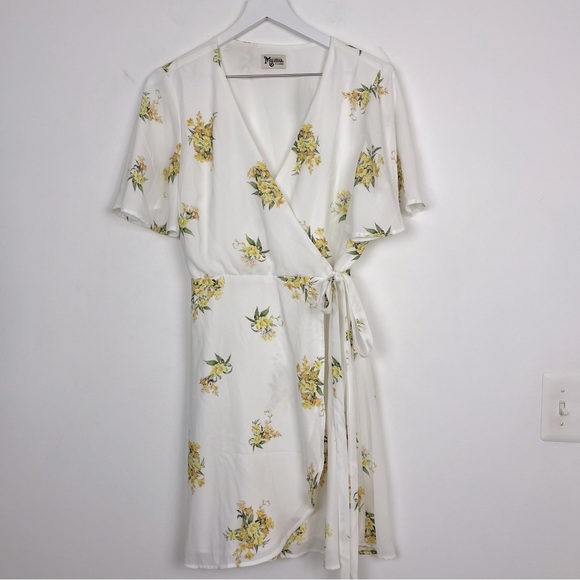 Show Me Your MuMu Dresses & Skirts - SHOW ME YOUR MUMU Andrea Wrap Dress in Sunny Side Yellow Floral Print
